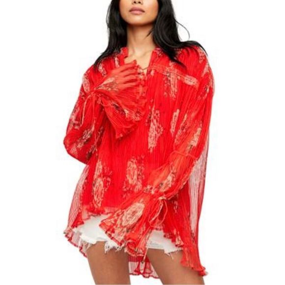 Free People Dahlia Tunic with Sleeve Detail in Vintage Floral Pop Combo Size XS - Picture 2 of 16